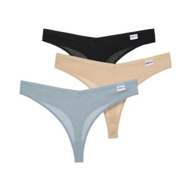 Imagem de Conjunto De 3 Calcinhas G-string De Algodão Waffle Sexy Para Mulheres,