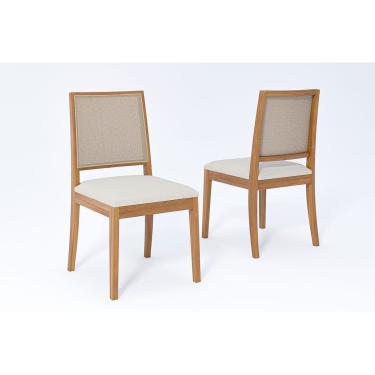 Imagem de Cadeira Sala de Jantar Buriti Kit 2 Un Carvalho/Linho Cru/Tela - Cimol