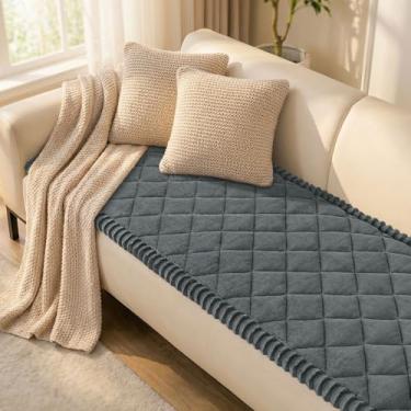 Imagem de Smiry Capa de sofá para animais de estimação, lavável, felpuda e antiderrapante, para 3 almofadas, capas de sofá macias que protegem contra animais de estimação (cinza escuro, 70 x 150 cm)