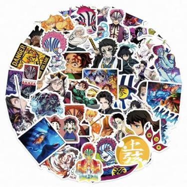 Imagem de Adesivos Demon Slaye para garrafas de água 50 peças adesivos bonitos, à prova d'água, bonitos e modernos, adequados para copos, telefones, bicicletas, guitarras, malas, piano, skate.