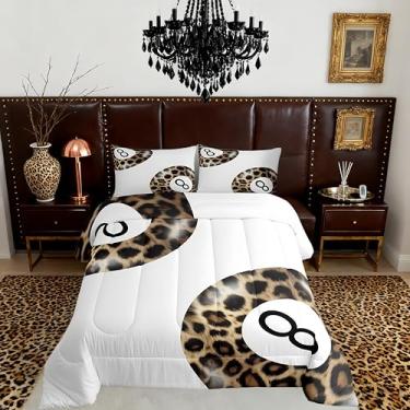 Imagem de Conjunto de cama solteiro com estampa de leopardo, moderno, moderno, Y2K, para meninas, meninos, adolescentes, marrom, branco, para todas as estações, 1 fronha