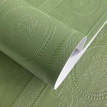 Imagem de JiffDiff Papel de parede com textura para descascar e colar, papel de parede em relevo 3D, moderno, à prova d'água, autoadesivo, papel de contato (43,9 cm x 304,8 cm, verde)