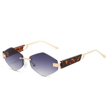 Imagem de HPIRME Óculos de grau triangulares sem armação, armação pequena (cinza dourado)