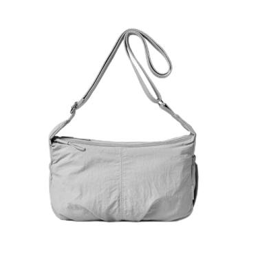 Imagem de CHENXIAOHONG Bolsa transversal feminina de nylon, bolsa de ombro feminina leve e impermeável, bolsa média casual para uso diário(Cinza claro)