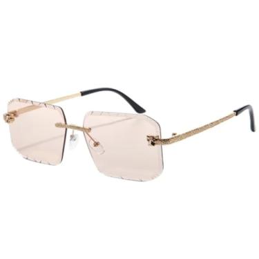 Imagem de VFDHN Óculos de Sol Femininos com Armação Recortada, Hastes Metálicas Torcidas e Lentes Espelhadas, Cor Oceano, Estilo Street Shot (T22155-C5)