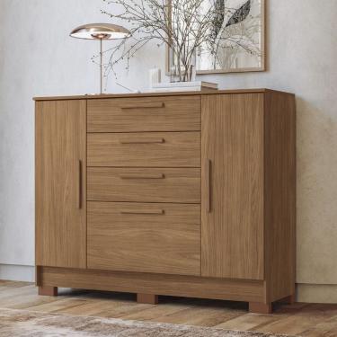 Imagem de Comoda 4 Gavetas 2 Portas com Pes Pinhais 2.4 Santos Andira