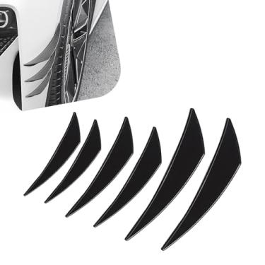 Imagem de Icyfond Kit de 6 peças de spoiler de carro, anticolisão, divisor de lábios, para-choque dianteiro, autoadesivo de PVC, difusor antiarranhões, decoração de spoiler, exterior universal para a maioria