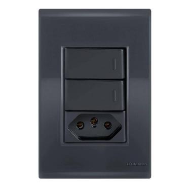 Imagem de Conjunto 2 Paralelos + 1 Tomada 10A - Tramontina Liz Grafite