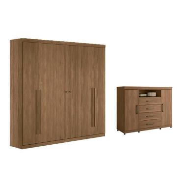 Imagem de Guarda Roupa 2 Peças (1guardaroupa+1cômoda) Qc374 Jatobá - Santos Andirá