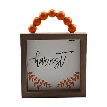 Imagem de Letreiro de Madeira para Ação Graças Letra Bênçãos da Colheita Apoio Guirlanda Porta Frente Parede Decoração Rustica Festa Finca Interior Festiva Casa