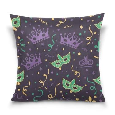 Imagem de ATTX Capas de almofada de máscara de carnaval 50 x 50 cm decorativas com zíper para sala de estar sofá-cama (760)