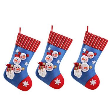 Imagem de U5GAAALPPQ9 Zaza Meias de Natal de 43,9 cm Decoração de Meias de Natal para Animais de Estimação Bolsa de Doces para Crianças Família Férias Lareira Temporada Decoração 1/2/3 Peças (Cor: Azul 3 peças)