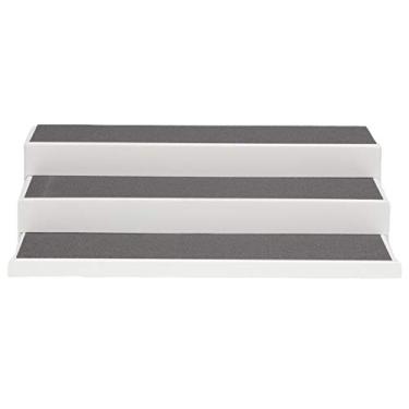 Imagem de Rack de especiarias de 3 camadas expansível ajustável organizador de cozinha prateleira armazenamento eficiente para latas de especiarias garrafas plástico ABS durável fácil