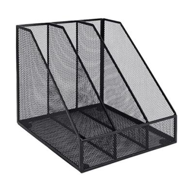 Imagem de Escritório Caixa de Arquivos Mesa com Design Minimalista, Suporte Vazado em Tela Metálica, Material Escritório Organizador de mesa