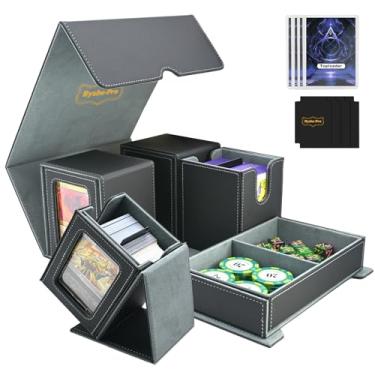 Imagem de RyshePro Caixa de baralho removível para cartões esportivos MTG Commander Display TCG, caixa de armazenamento de cartas colecionáveis 5 em 1, serve para mais de 400 cartas de manga dupla, 4 estojos de