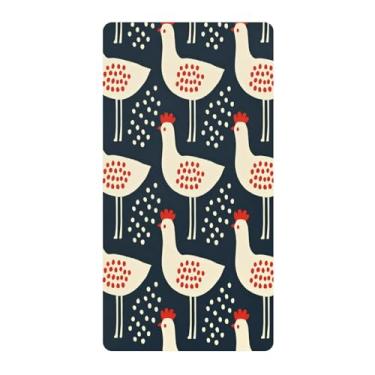 Imagem de Blueangle Lençol de berço padrão para berço infantil - Lençóis de algodão macio e respirável com estampa de galinhas (444)