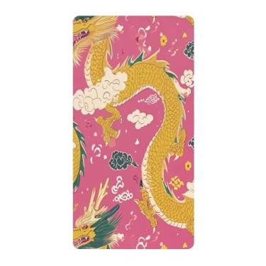 Imagem de Blueangle Lençol de berço padrão para berço infantil - Lençóis de algodão macio e respirável com dragões rosa (840)