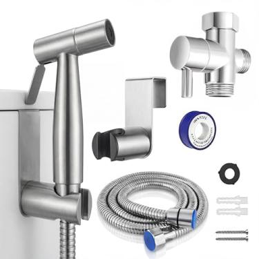 Imagem de Pulverizador de bidê de vaso sanitário portátil para vaso sanitário, com kit de mangueiras de pulverização completo superior, suporte de parede ou suporte de vaso sanitário (1)