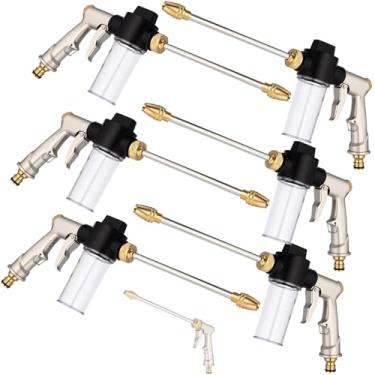 Imagem de Lounsweer 6 peças de pulverizador de mangueira de lavagem de carro de alta pressão com dispensador de sabão de 100 ml, pistola de espuma resistente, acessório de mangueira de jardim, bocal de latão