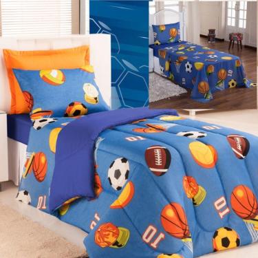 Imagem de Kit Coordenado Edredom Com Lençol Solteiro Alegria - Azul