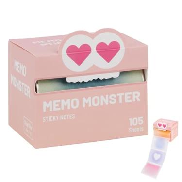 Imagem de Monster Sticky Notes – Notas adesivas completas semitransparentes brilhantes com linda caixa monstro, 105 folhas para material escolar, produtos de escritório, diário, álbuns de recortes e etiquetas