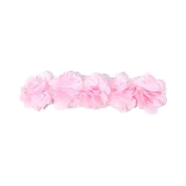 Imagem de Faixa De Cabelo Rosa De Chiffon Com Flor Para Bebês, Acessório Artesan