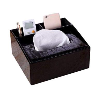 Imagem de Suporte de caixa de lenços de couro organizador de suporte de controle remoto para mesa de escritório canetas lápis pincéis de maquiagem suporte de mesa de cabeceira (cor: B) (A)