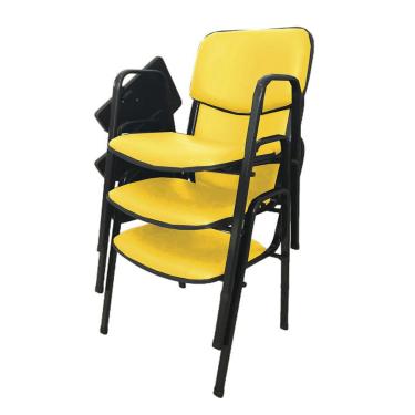 Imagem de 03 Cadeiras Escolar Universitária Linha Hotel Auditório Amarelo
