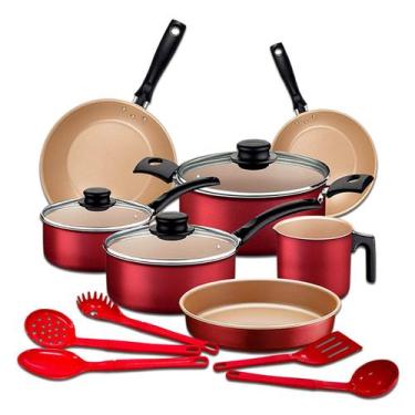 Imagem de Jogo de Panelas Tramontina Turim Vermelho 12 Peças Antiaderente com As