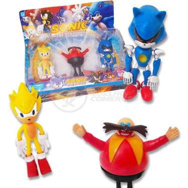 Imagem de Cartelado Infantil Bonecos Sonic The Hedgehog 3 Miniaturas Super Sonic Dr Eggman E Metal Sonic