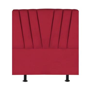 Imagem de Cabeceira Solteiro Cama Box Estofada 90 Cm Antonella Suede vermelho