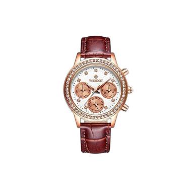 Imagem de Relógio Feminino Elegante De Couro Wishdoit Wsd-13n à Prova