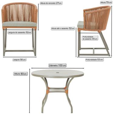 Imagem de Mesa Com 4 Cadeiras E Noronha Estofado 3 Trama Original Terra Cota