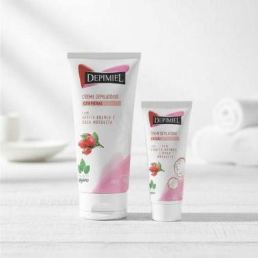 Imagem de Kit Creme Depilatório Corpo Argila Branca Rosa M 120g + Creme Facial A