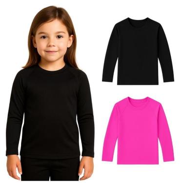 Imagem de Kit 2 Camisetas Manga Longa Infantil Menina Proteção Solar-Feminino