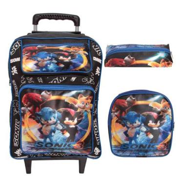 Imagem de Kit Mochila Escolar Menino Carrinho com Lancheira + Estojo - Plike