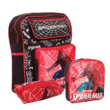 Imagem de Kit Mochila Bolsa Escolar Infantil Masculina Tam M Costas - Plike