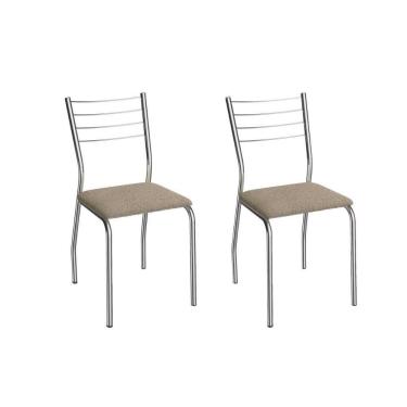 Imagem de Cadeira Sala De Jantar Malta 2c140cr Aço Kit 2 Un Cromado/boucle Bege Fendi - Kappesberg
