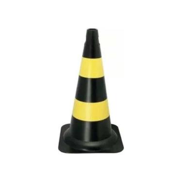 Imagem de Cone De Sinalização 50cm Preto-amarelo Para Segurança Viária