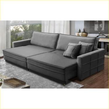 Imagem de Sofá Cama Retrátil e Reclinável 2,10m com Molas Karina Veludo Rover & 