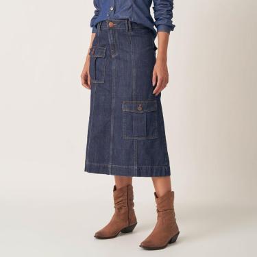 Imagem de Saia Jeans Midi Bolso Cargo Frontal-Feminino