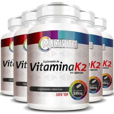 Imagem de Vitamina K2 - 500Mg - 5 Potes - Multivita, Não se aplica, Neutro, K2