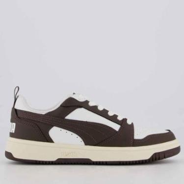 Imagem de Tênis Puma Rebound V6 Low Branco e Marrom-Masculino