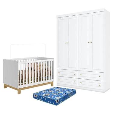 Imagem de Berço Americano Mini Cama Q Encanto Slim Branco Acetinado - Qmovi e Gu