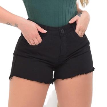 Imagem de Shorts Feminino Jeans Sarja Curto Cintura Alta-Feminino