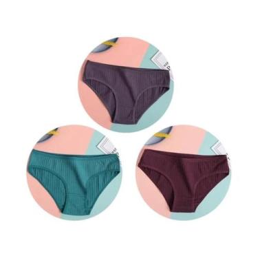 Imagem de Conjunto De 3 Calcinhas De Algodão De Cintura Baixa Para Mulheres, Rou