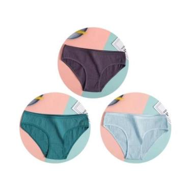 Imagem de Conjunto De 3 Calcinhas De Algodão De Cintura Baixa Para Mulheres, Rou