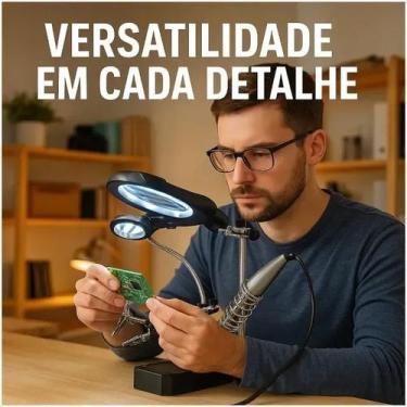 Imagem de Estação de Trabalho com Lupa (Ampliação 10X), Garras para Fixação Luat