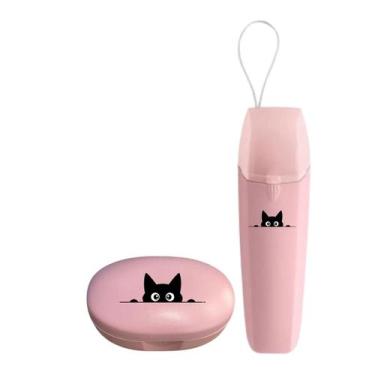 Imagem de Kit Porta Escova Pasta Dente Estojo E Saboneteira Gatinho - - Mormino,