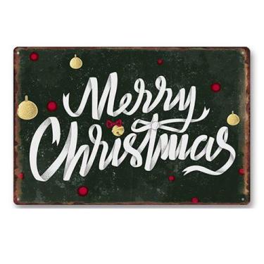 Imagem de Placa de estanho metálico, decoração de parede, Feliz Natal, 20x30cm, 
